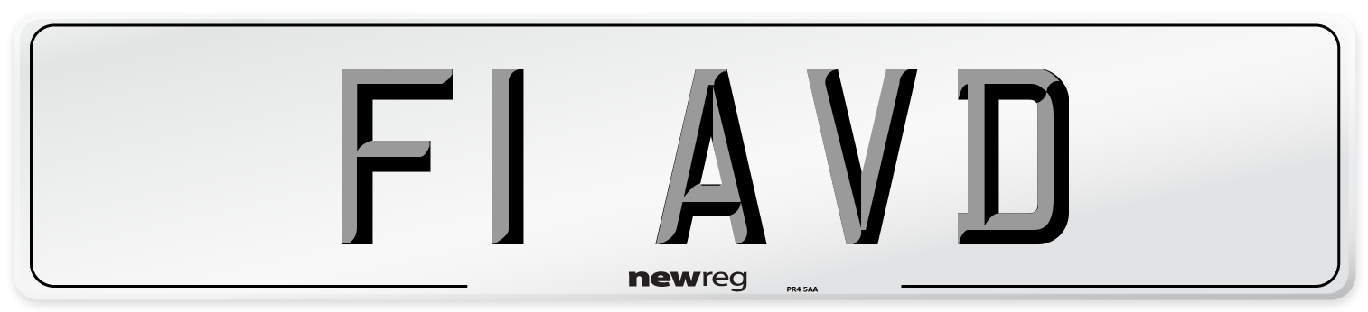 F1 AVD Number Plate from New Reg